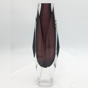 Faceted Purple Art Glass Crystal Multidimensional Block Vase Mandruzzato Sommers